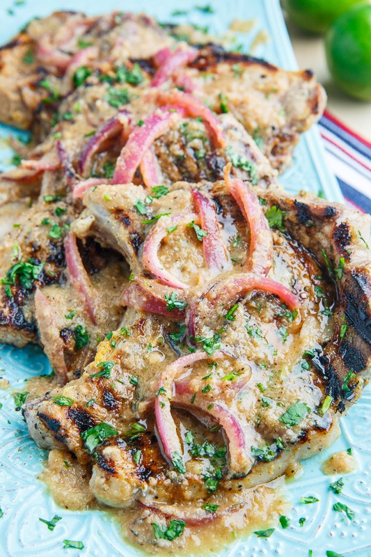 Cuban mojo grilled pork chops