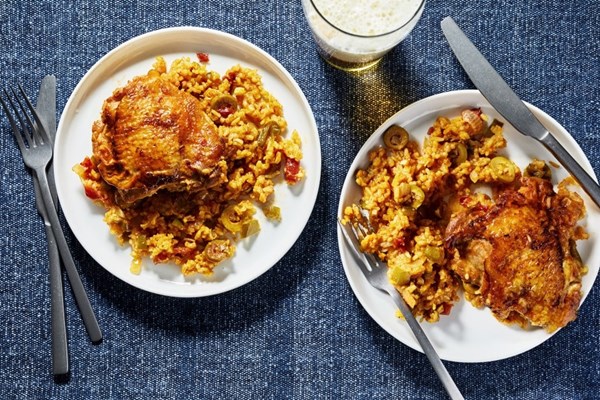 Cuban-style chicken and rice (Arroz con pollo)