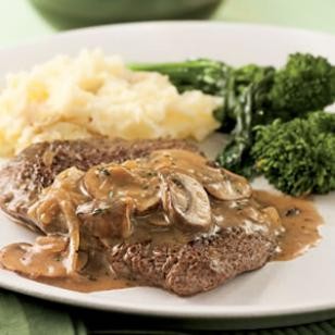 Cube steak with mushroom-sherry sauce