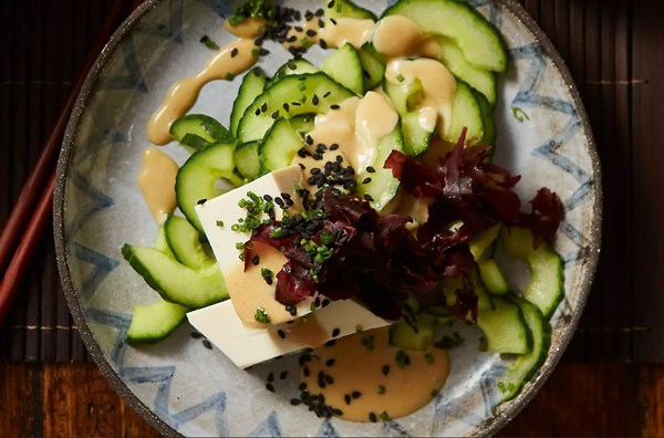 Cucumber & seaweed salad with sesame mustard dressing