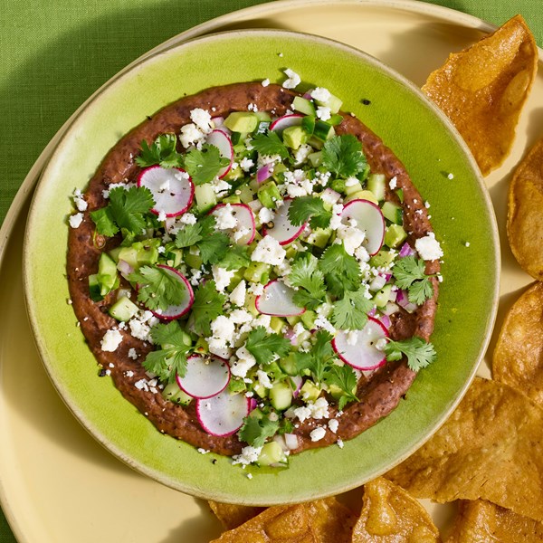 Cucumber and avocado salad bean dip
