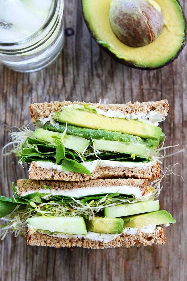 Cucumber and avocado sandwich