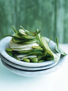 Cucumber and broad bean spring salad