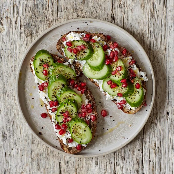 Cucumber and feta bruschetta