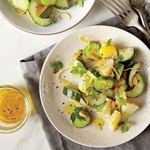 Cucumber and herb salad with pine nuts