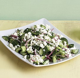 Cucumber and herb salad with crumbled feta
