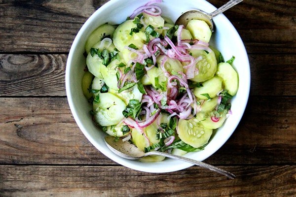Cucumber and red onion salad