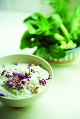 Cucumber and rose petal yoghurt