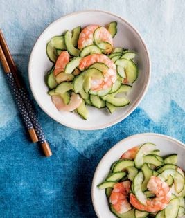 Cucumber and shrimp vinegared salad (Sunomono)