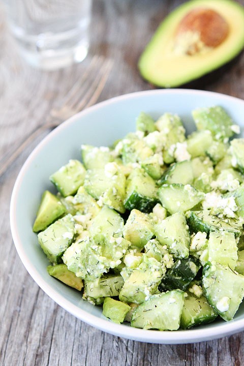 Cucumber, avocado, and feta salad