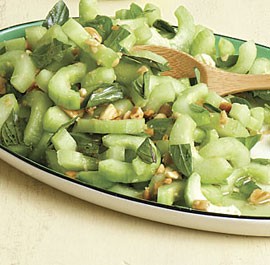 Cucumber, basil, and peanut salad