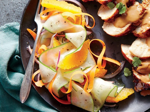 Cucumber, carrot, and orange salad