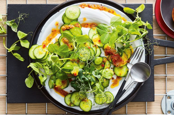 Cucumber, coconut yoghurt and jungle curry dressing