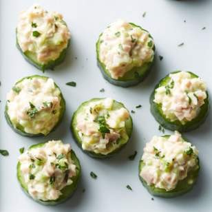 Cucumber cups with deviled ham salad