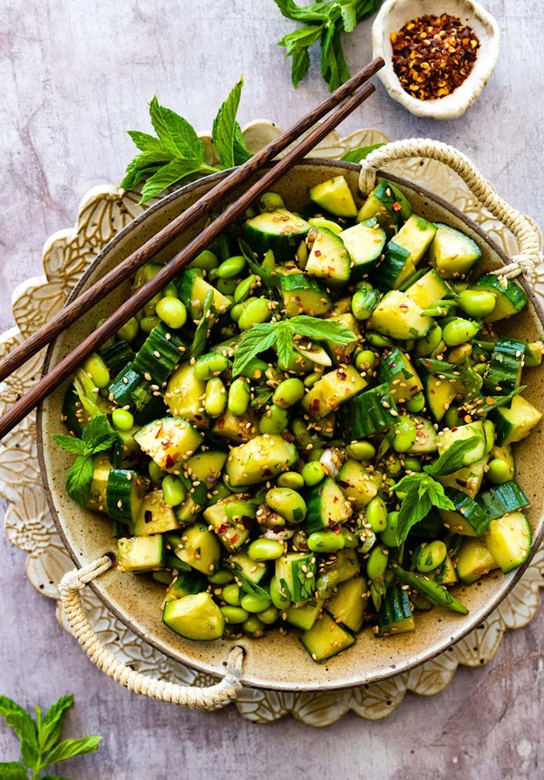 Cucumber edamame salad