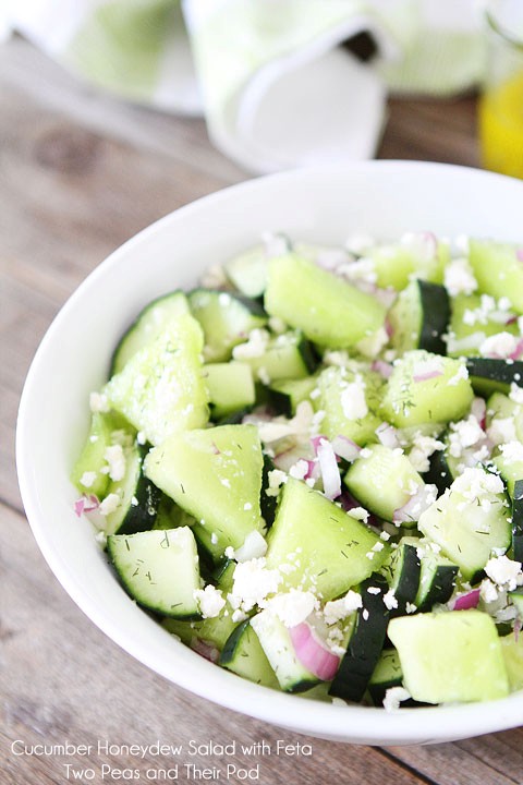 Cucumber honeydew salad with feta