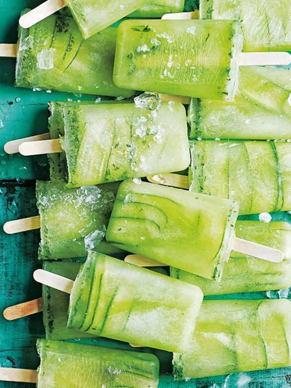 Cucumber, lime and mint popsicles