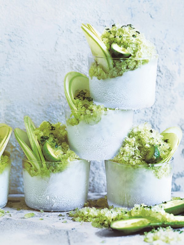 Cucumber, mint and apple granita