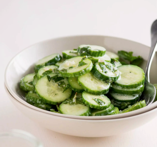 Cucumber-mint salad with creamy lemon & Greek yogurt vinaigrette