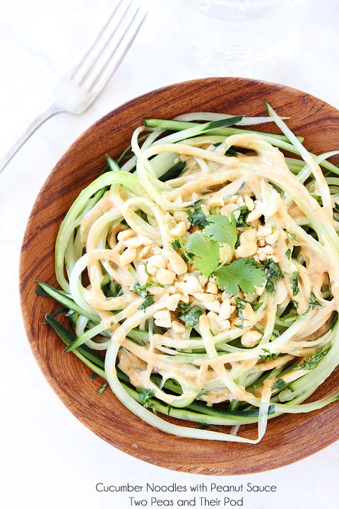Cucumber noodles with peanut sauce