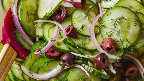 Cucumber-olive-dill salad