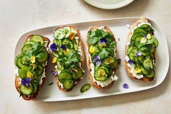 Cucumber-ricotta sandwiches