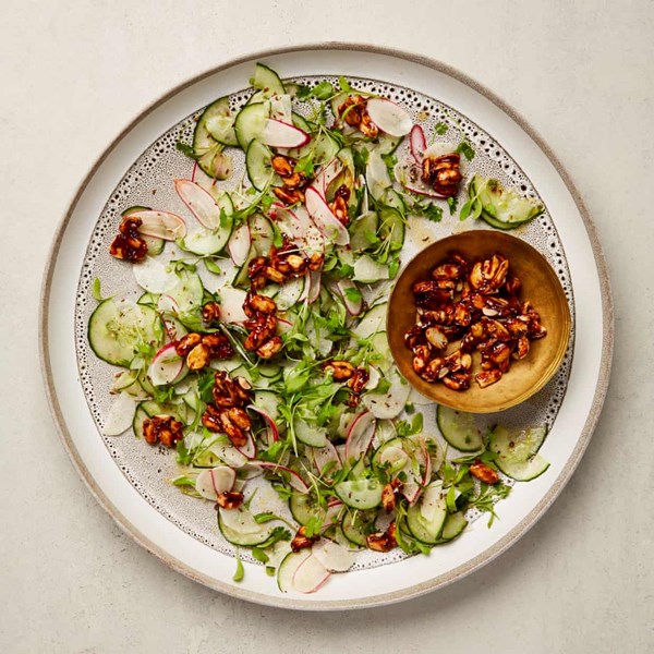 Cucumber salad with chipotle peanuts