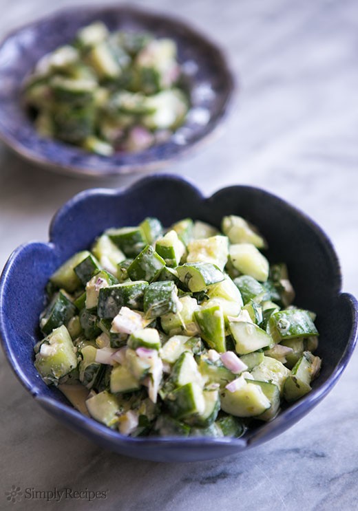 Cucumber salad with tahini dressing