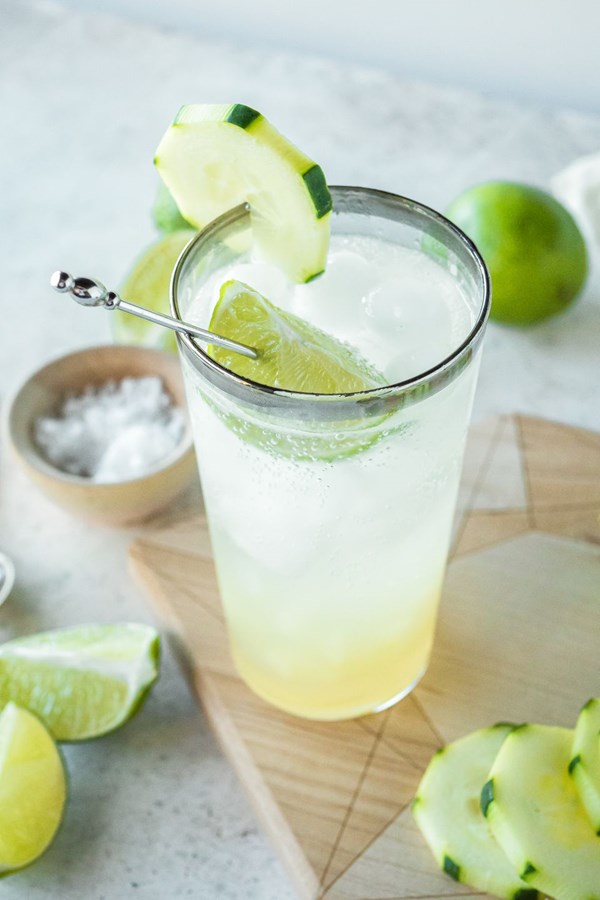 Cucumber salted lime soda (Nimbu soda with cucumber)