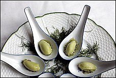 Cucumber sorbet with cucumber salsa