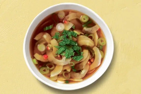 Cucumber soup with soy and scallions
