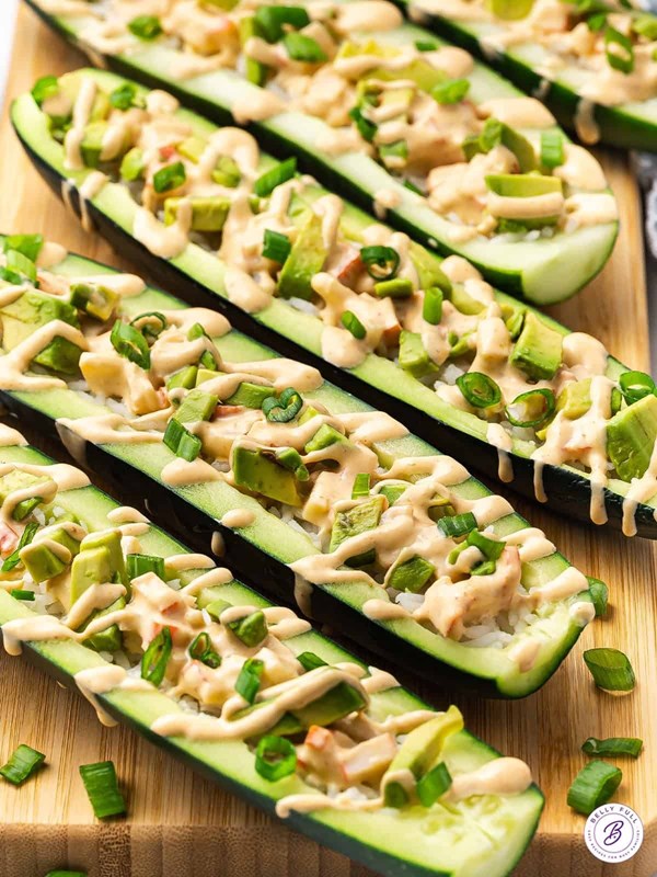 Cucumber sushi boats