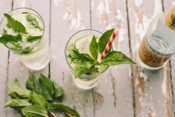Cucumber-Thai basil gin and tonic