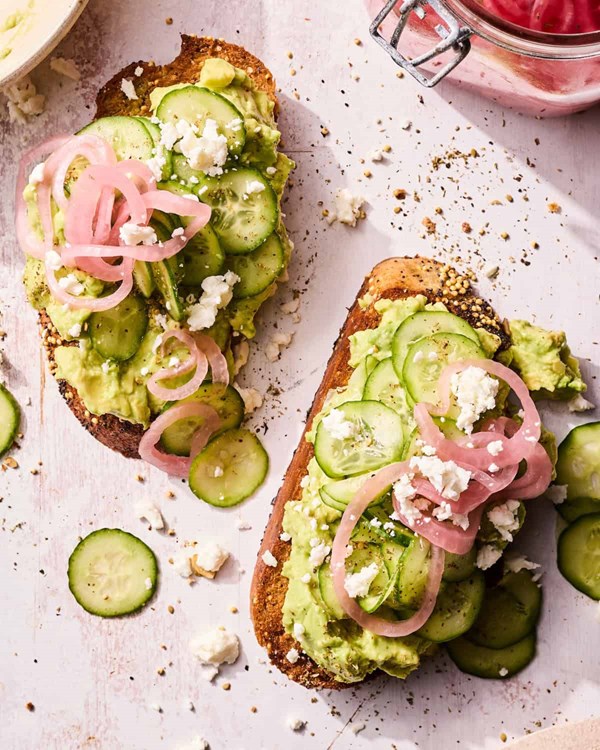 Cucumber toast with avocado 