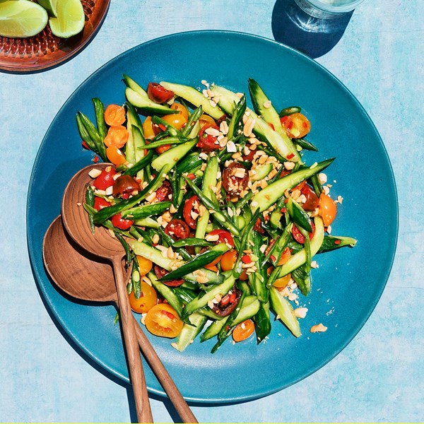 Cucumber, tomato, and green bean salad