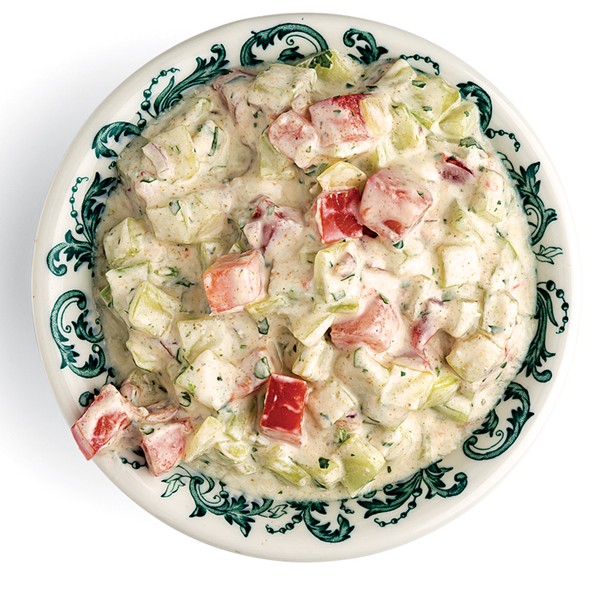 Cucumber-tomato yogurt (Kheera raita)