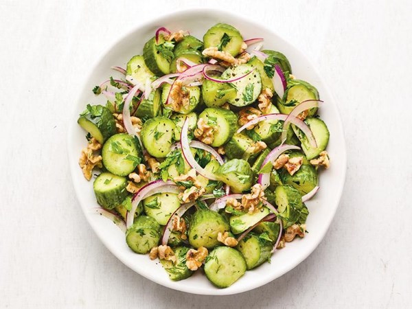 Cucumber-walnut salad