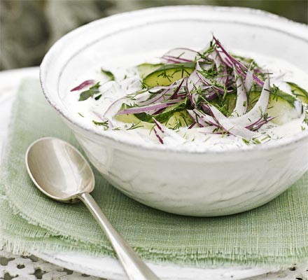 Cucumber with soured cream and dill