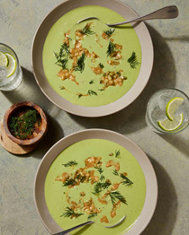 Cucumber, yoghurt and peanut soup