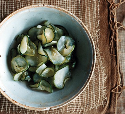 Cucumbers with wasabi and rice vinegar