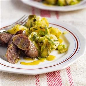 Cumberland sausage with hot potato salad