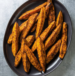 Cumin and chili roasted sweet potato wedges
