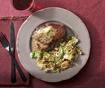 Cumin and cracked-pepper filet mignon with Brie butter