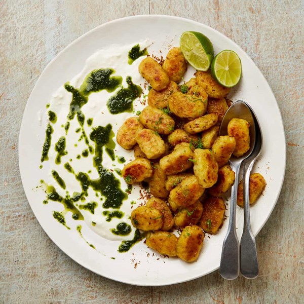Cumin and lime Tater Tots with feta yoghurt