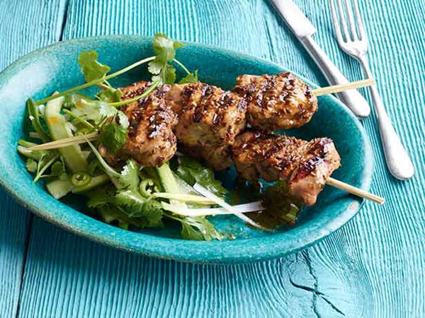 Cumin-chile pork kebabs