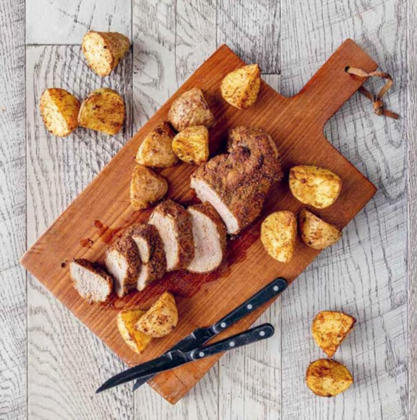 Cumin-crusted pork tenderloin and potatoes