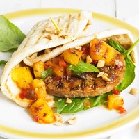 Cumin-crusted veggie burgers with pineapple salsa