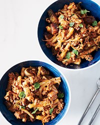 Cumin lamb noodles with eggplant