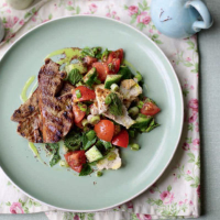 Cumin lamb with fattoush pitta salad