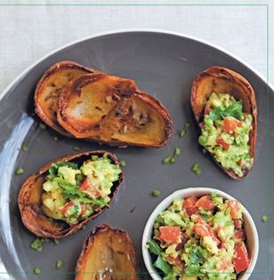 Cumin potato skins and guacamole salsa